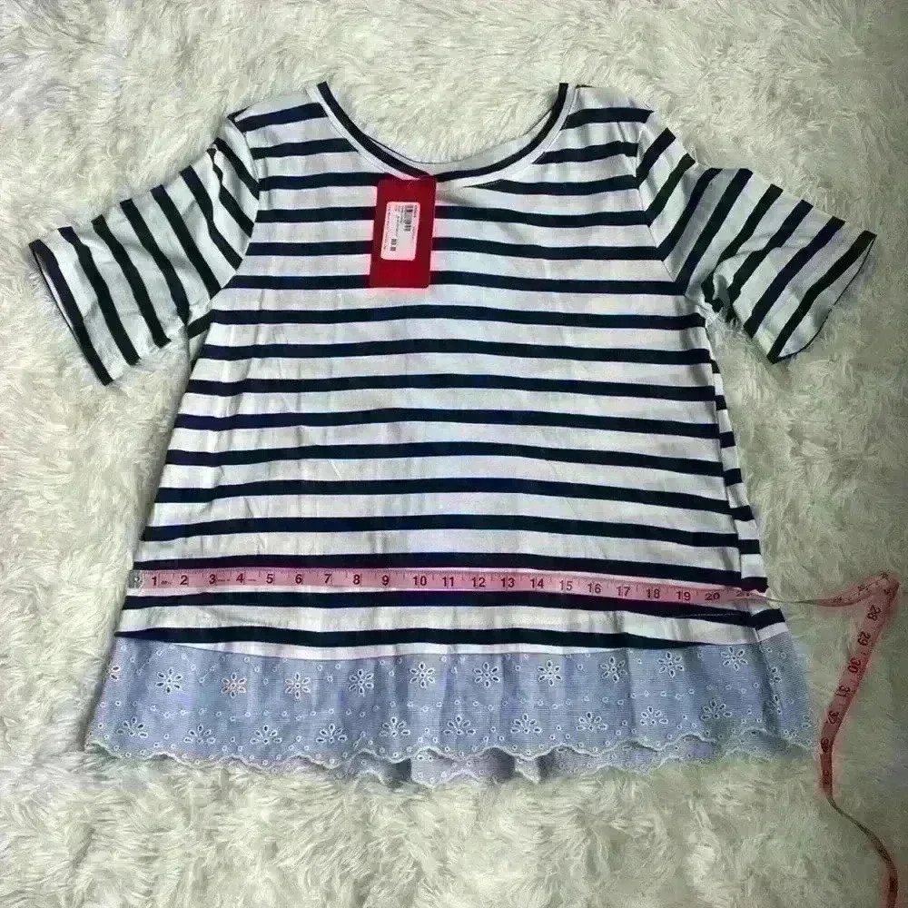 Sanctuary, navy blue and white stripe top. Size large.  Twofer style.  NWT.